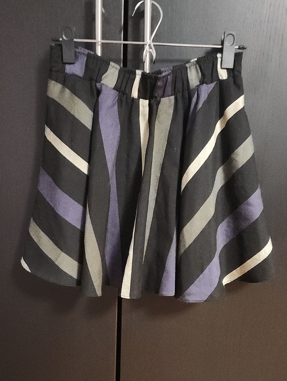 BCBGeneration Black, Purple & Gray Striped Circle Skirt